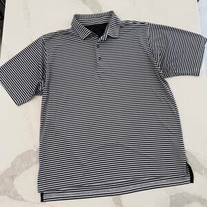 Bobby Jones Short Sleeve Golf Polo Shirt Mens XXL Black/White Stripe Performance